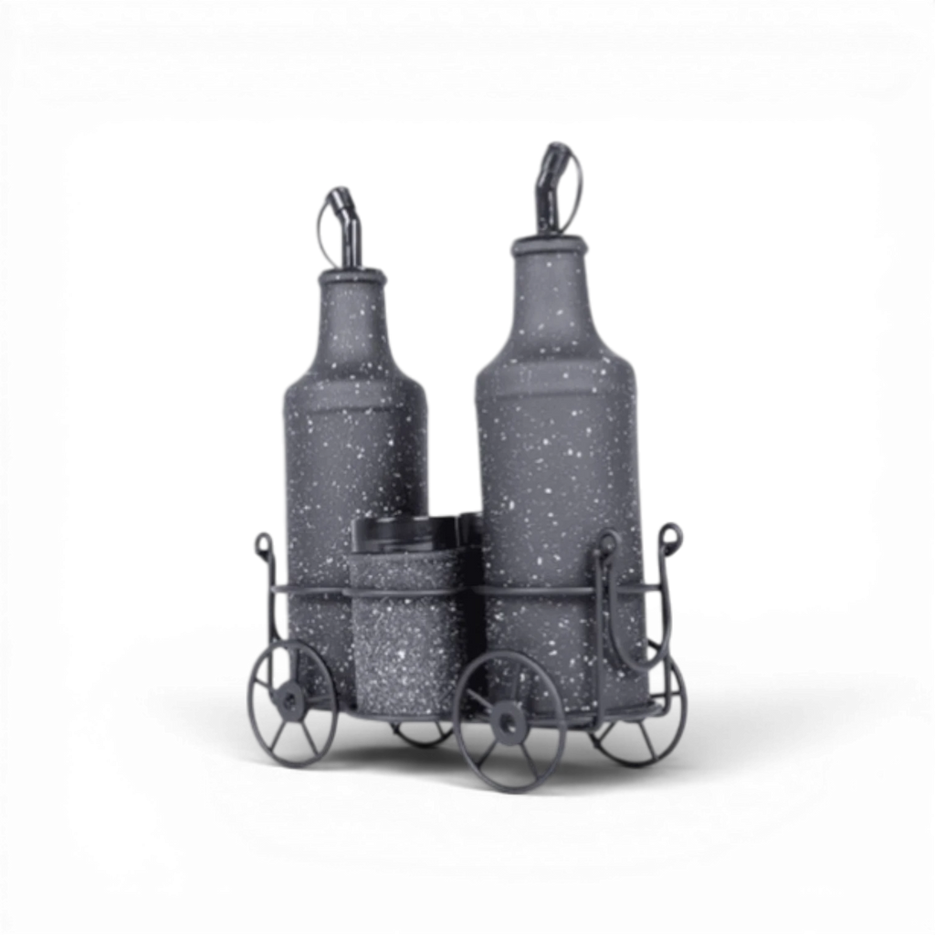 Momaz Glass Bottle Set – 4 Pieces – Oil & Spice Dispenser