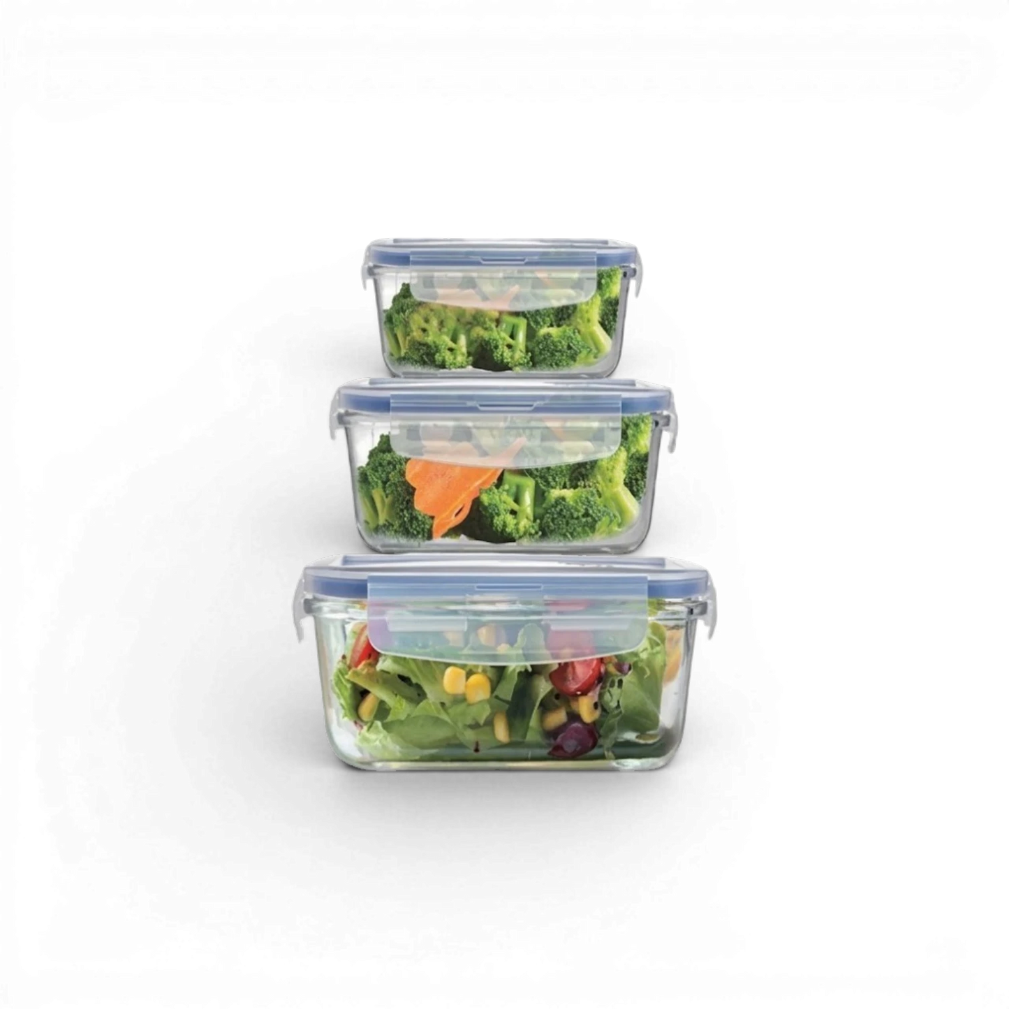 Momaz Glass Food Containers with Lid Set – Square 3PCS