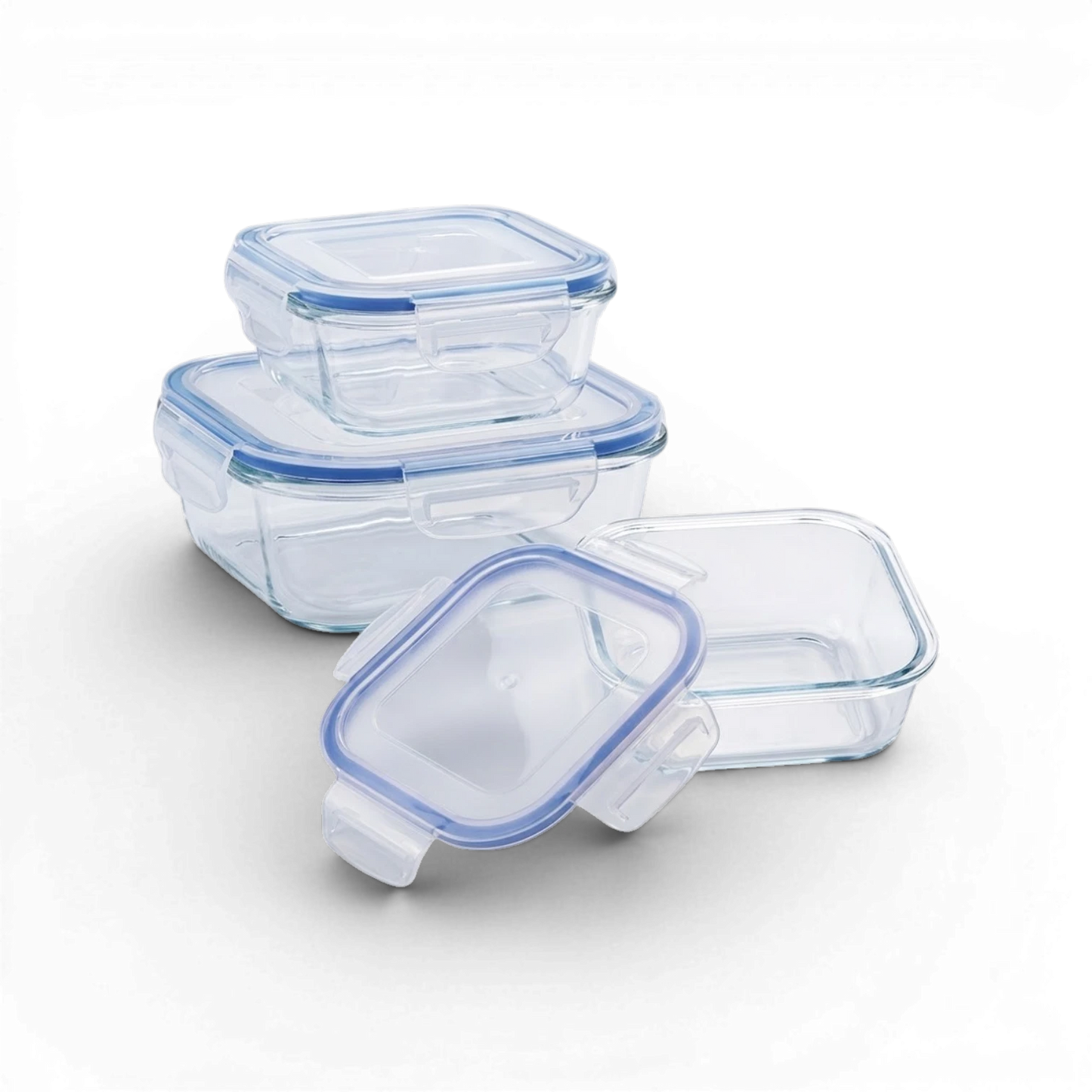 Momaz Glass Food Containers with Lid Set – Square 3PCS