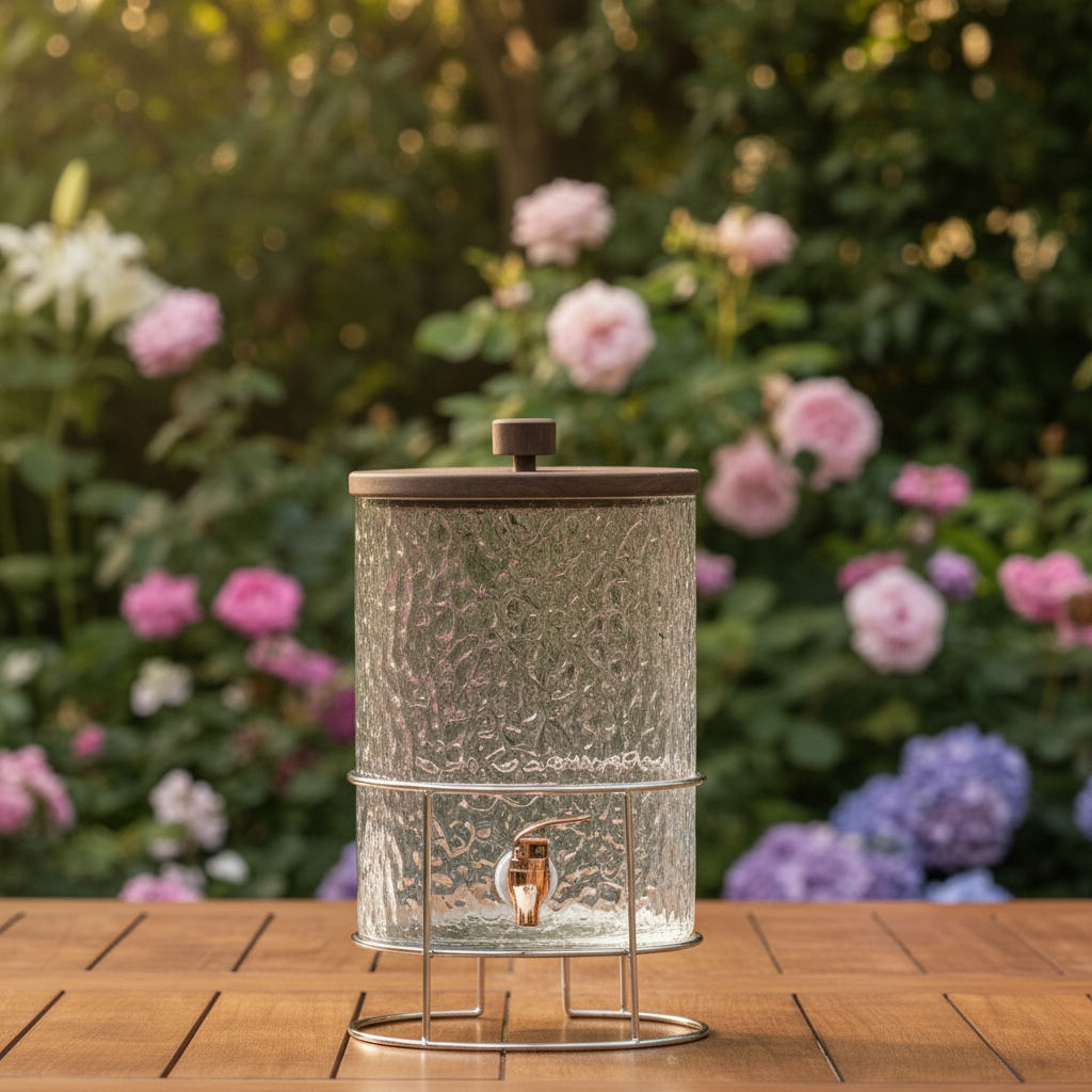 Momaz Household Beverage Dispenser 6L - Glass with Iron Stand