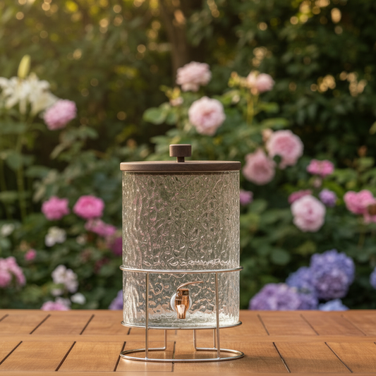 Momaz Household Beverage Dispenser 6L - Glass with Iron Stand