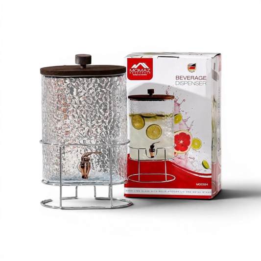 Momaz Household Beverage Dispenser 6L - Glass with Iron Stand