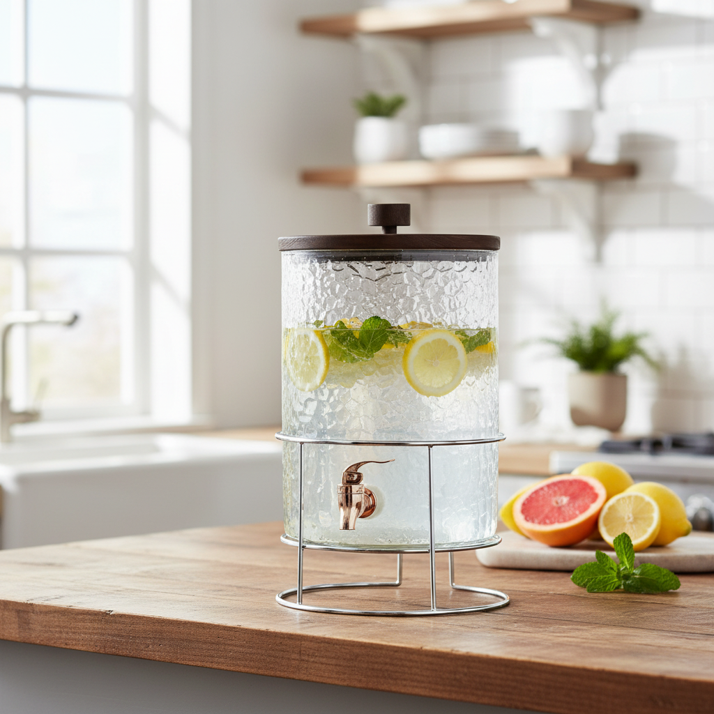 Momaz Household Beverage Dispenser 6L - Glass with Iron Stand