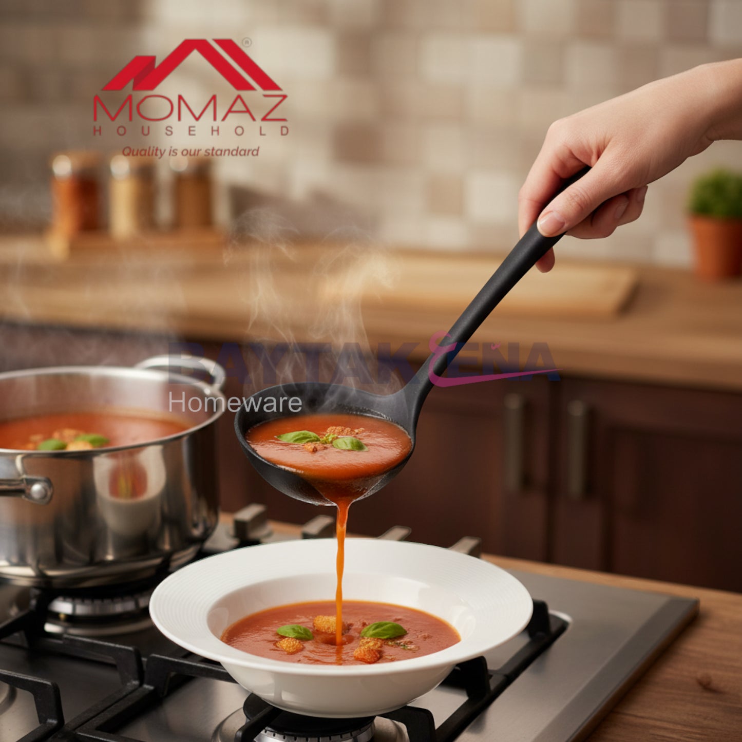 Momaz Household Silicone Soup Ladle - Black