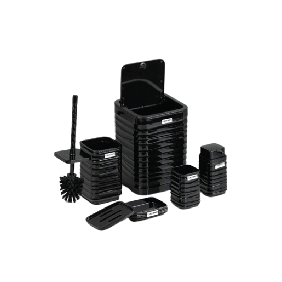 Momaz Square Bathroom Set Black - 5 Pcs