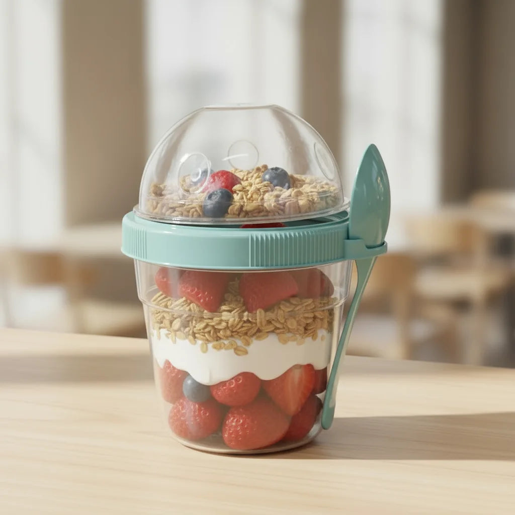 PVC Cup With Lid And Spoon 500ml - 5 Colors