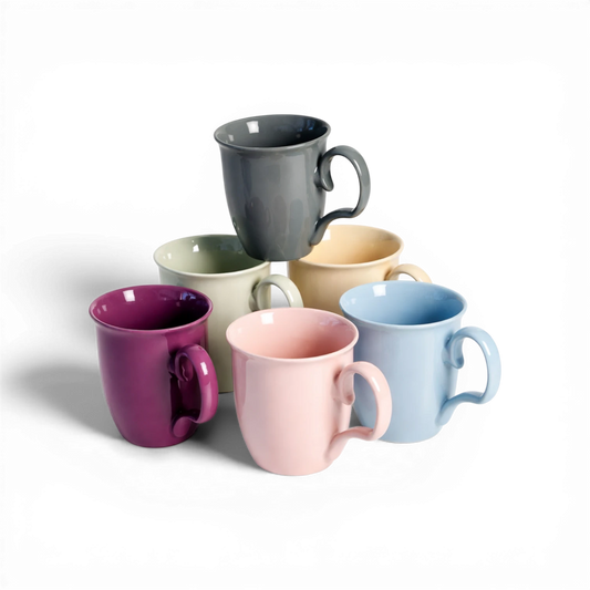 Phoenix Mug Set – 6 Pieces – Pastel Handle Design