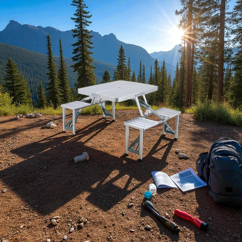 Portable & Foldable Camping Table And Chairs Set