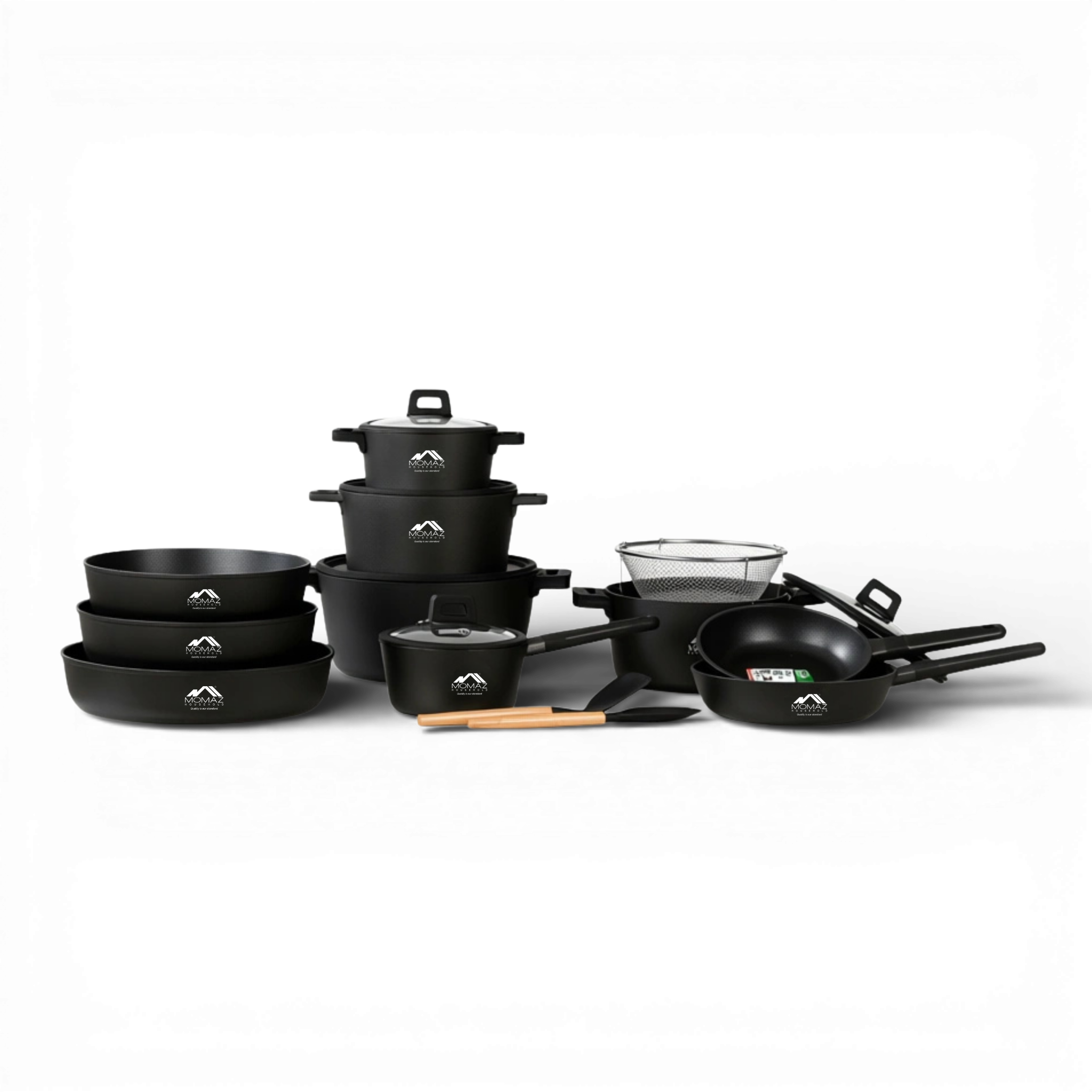 Momaz Berlin Pro Non-Stick Cookware Mega Set With Glass Lids – 18 Pieces