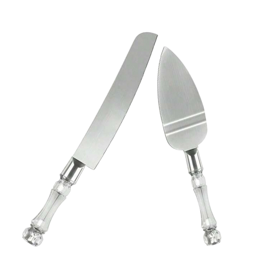 Stainless Steel Cake Knife and Tongs Set - 2 Pcs