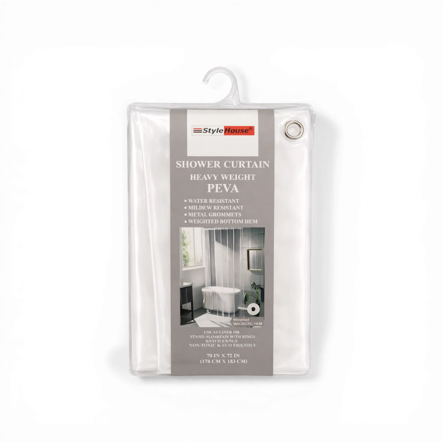 Style House Shower Curtain Heavy Weight PEVA – 178×183 cm