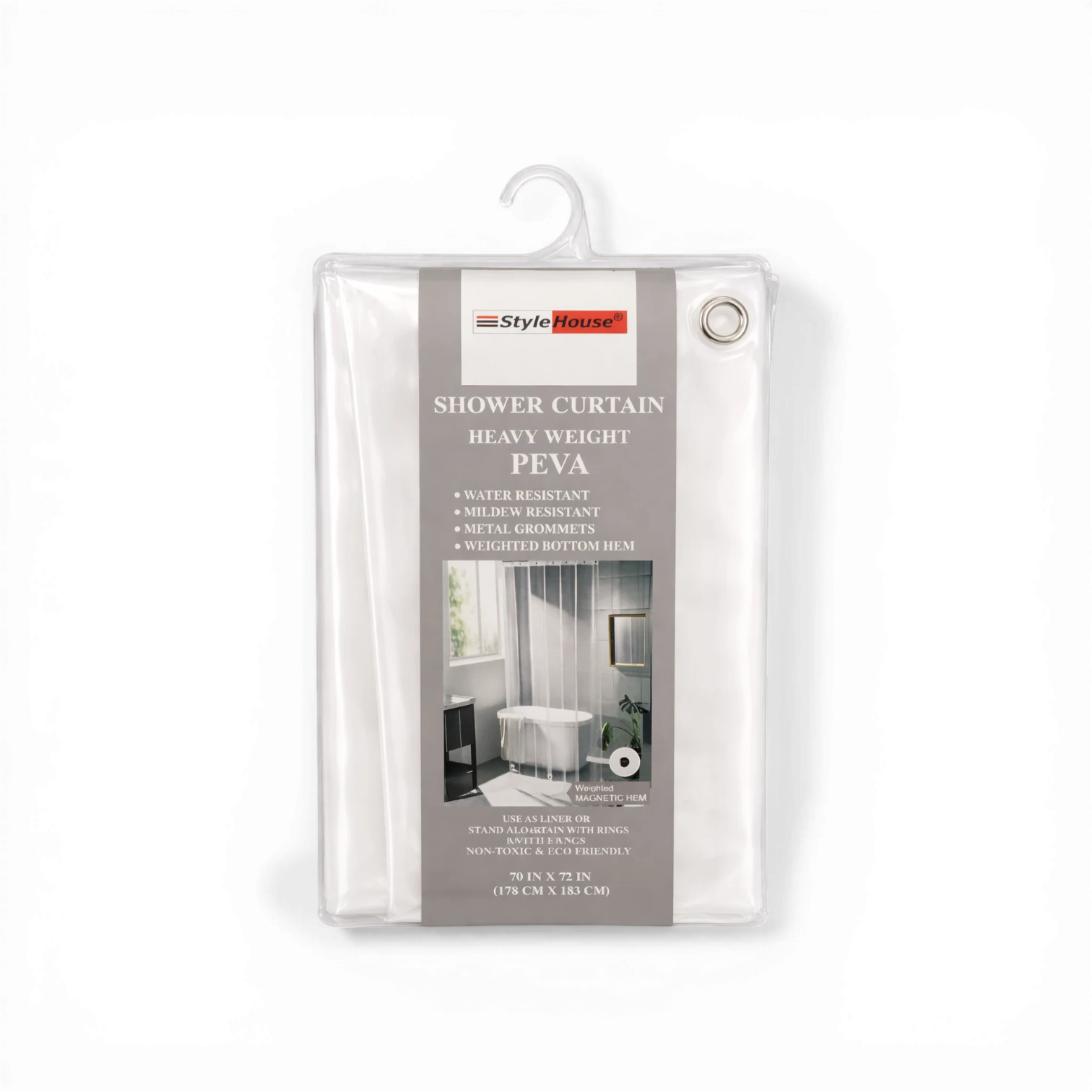 Style House Shower Curtain Heavy Weight PEVA – 178×183 cm