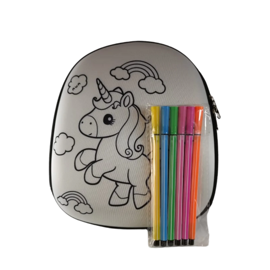 Unicorn Backpack with Markers Set