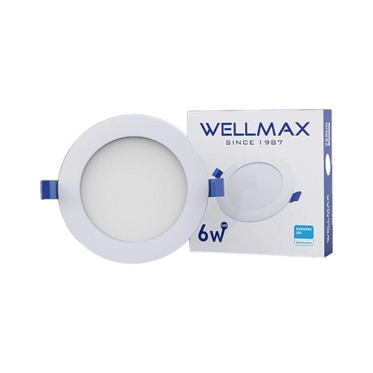 Wellmax Round LED Ceiling Panel Light Recessed High Performance - 6w