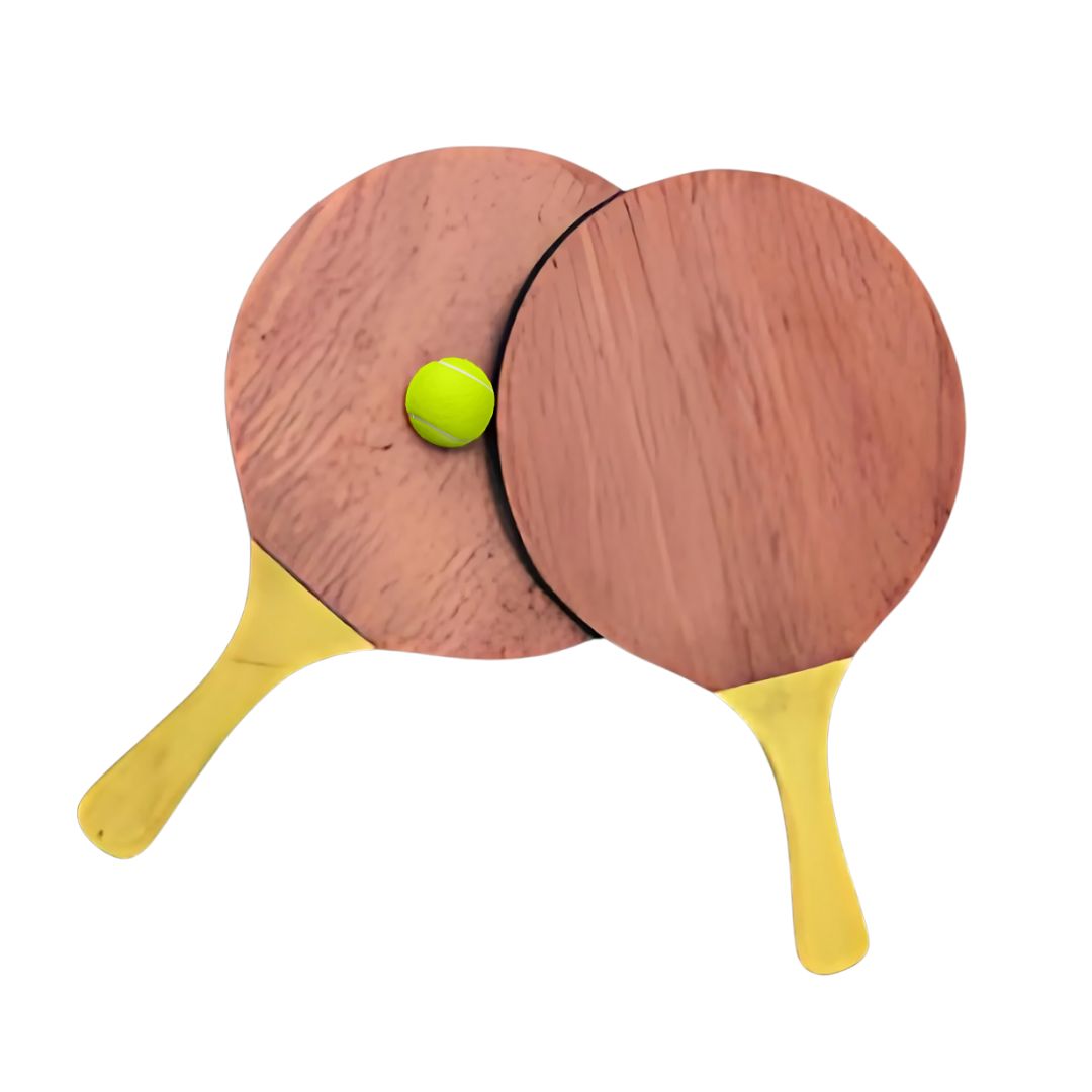 Wooden Beach Paddle Ball Game Set – 2 Rackets + Ball