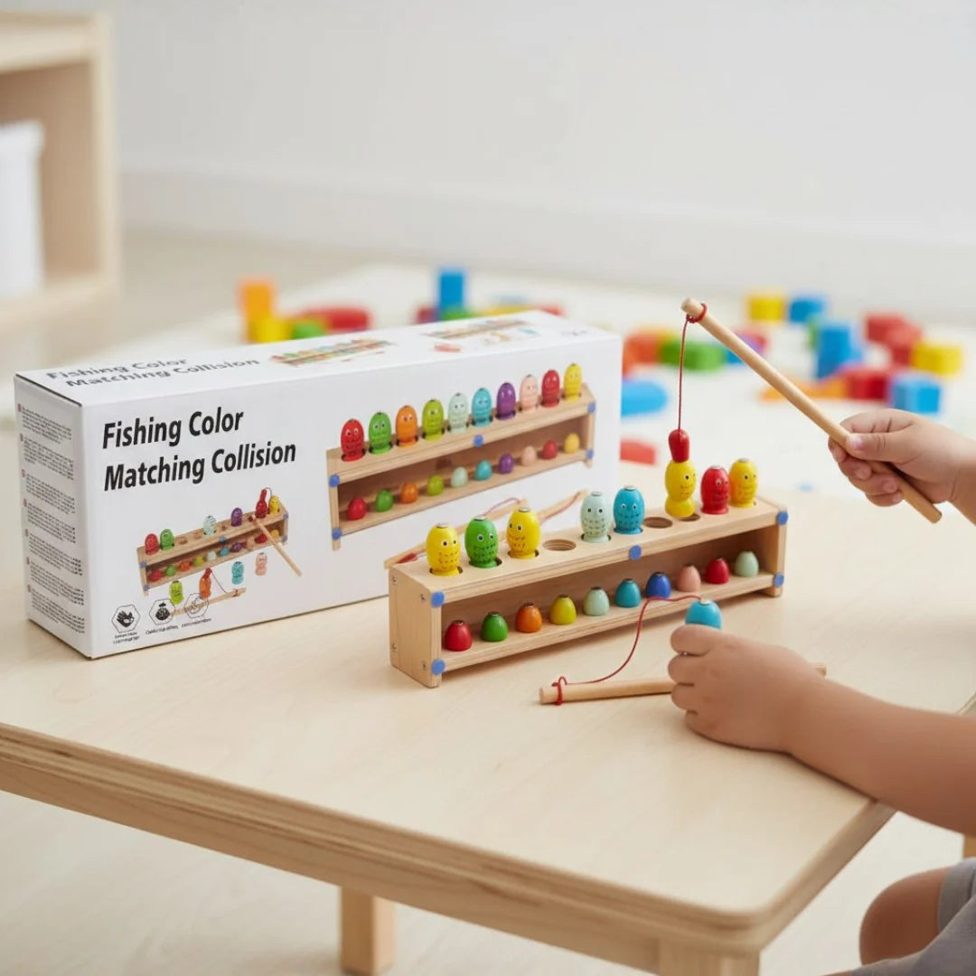 Wooden Fishing And Color Matching Game