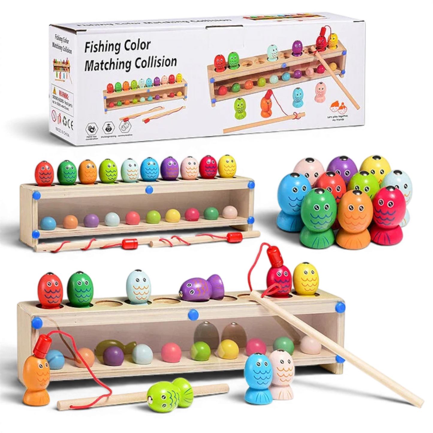 Wooden Fishing And Color Matching Game