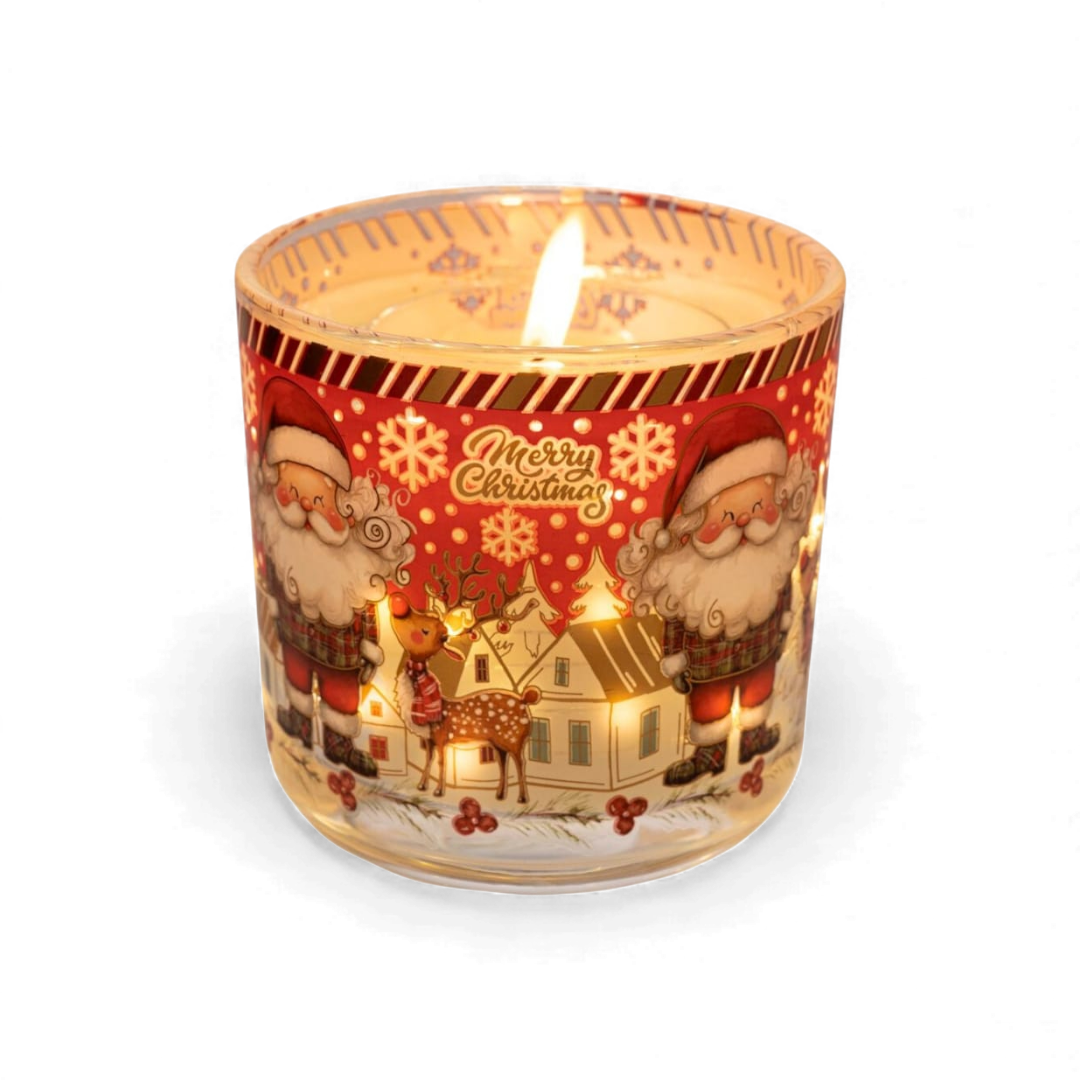 Christmas Santa Glass Candle