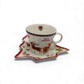 Christmas Ceramic Coffee Cup with Tree-Shaped Plate