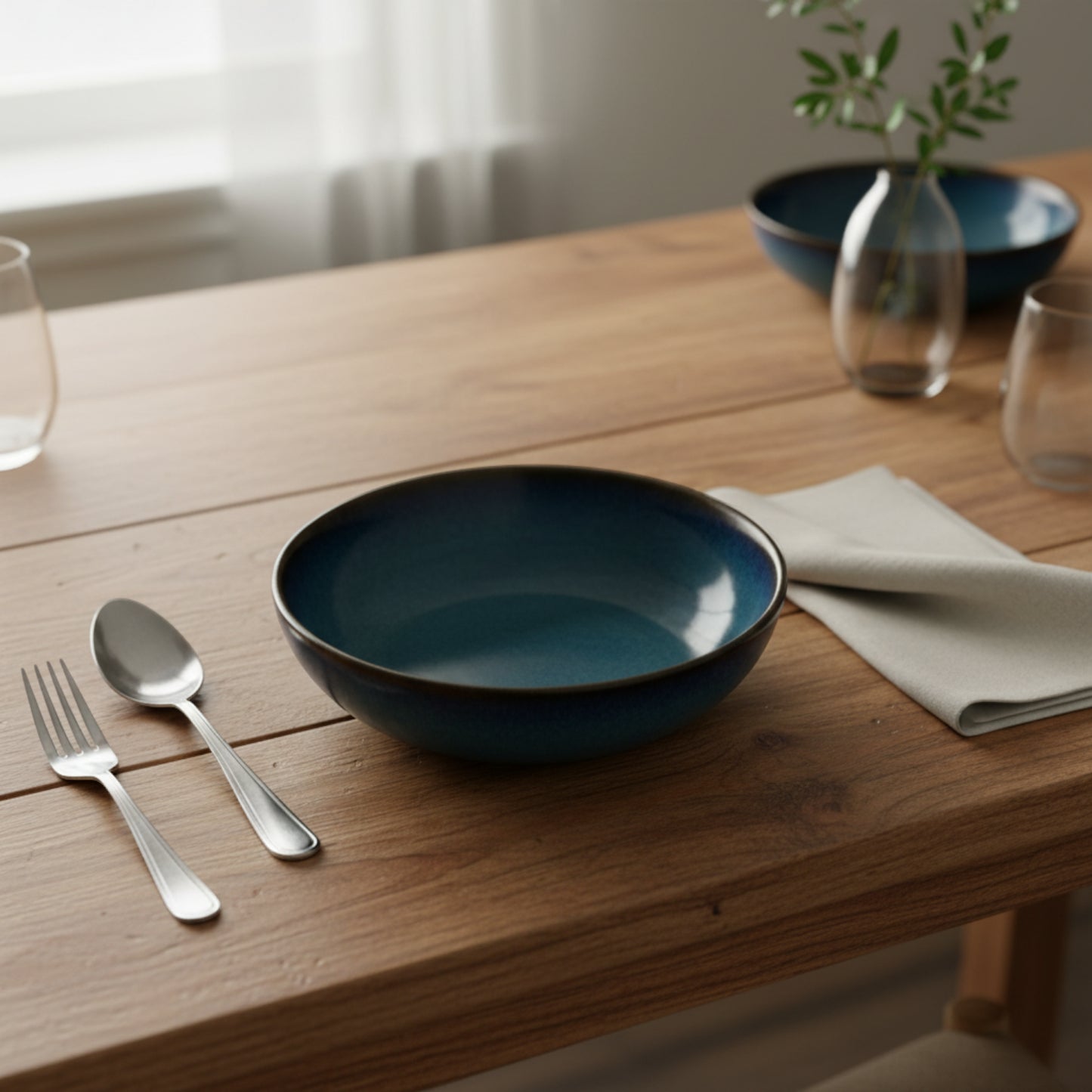 Dark Teal Ceramic Serving Plate