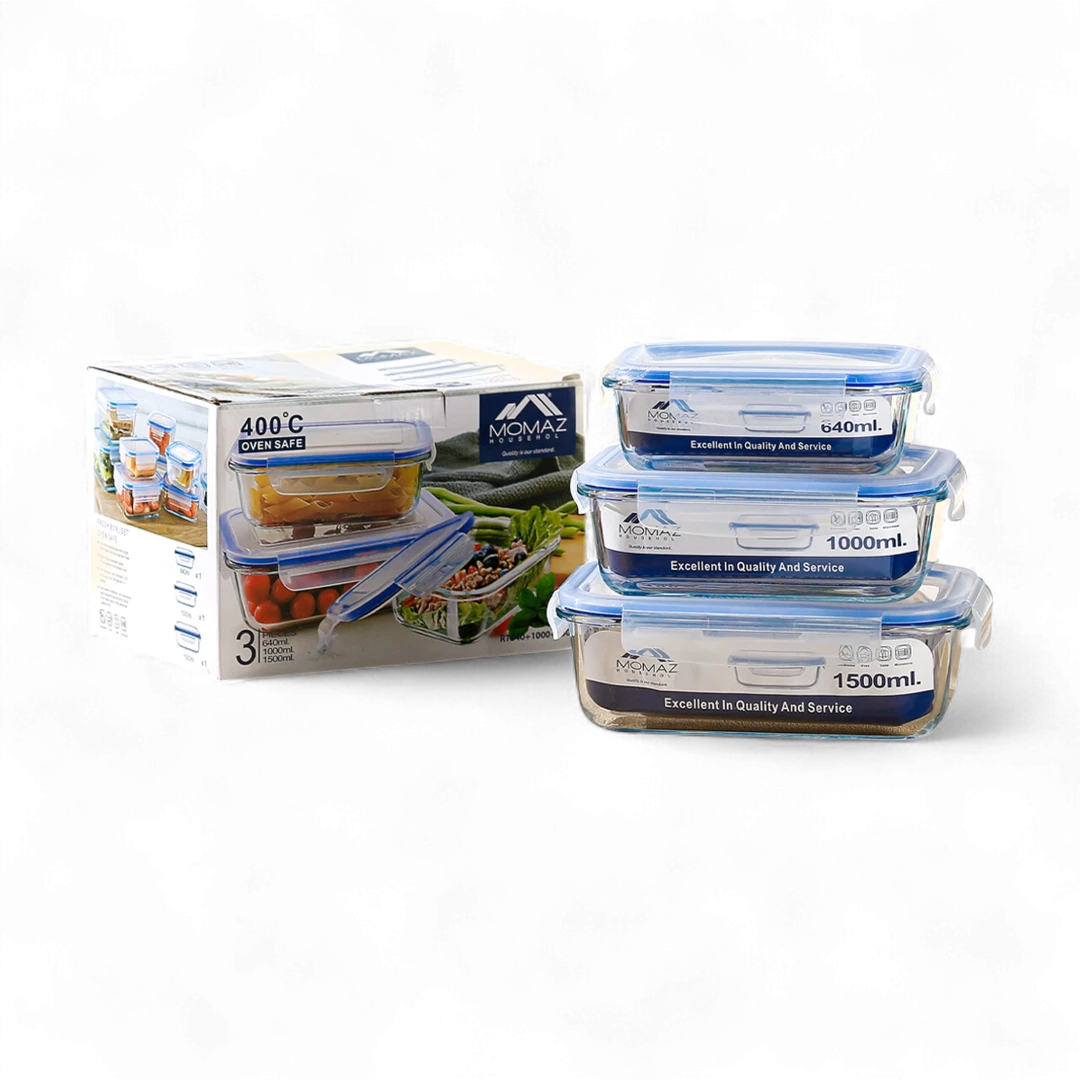 Momaz Glass Food Container Set - 3 Pcs