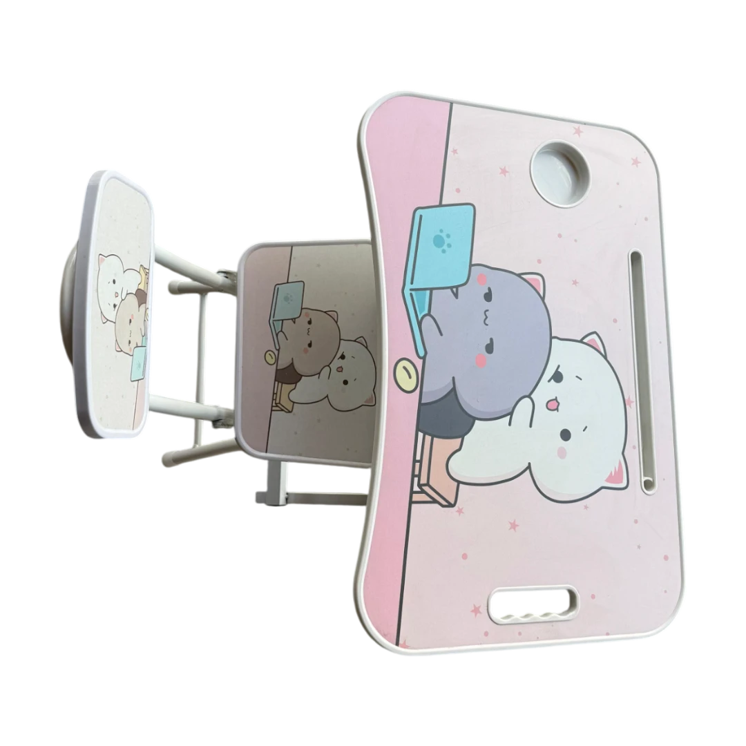 KidyFold Cartoon Study Desk And Chair Set - Pink