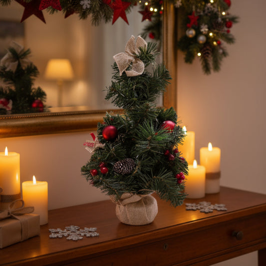 Small Christmas Tree with Red Ornaments