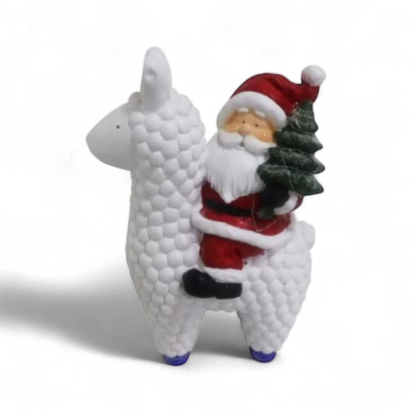 Santa Claus Riding Alpaca Figurine