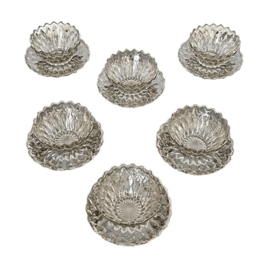 Crystal Glass Dessert Bowl Set - 6 Pcs