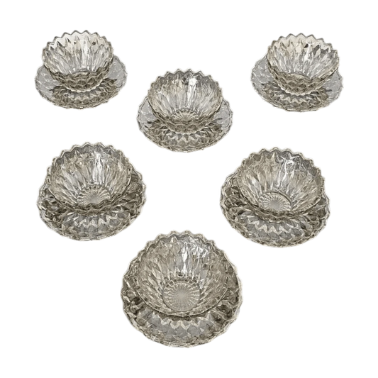 Crystal Glass Dessert Bowl Set - 6 Pcs