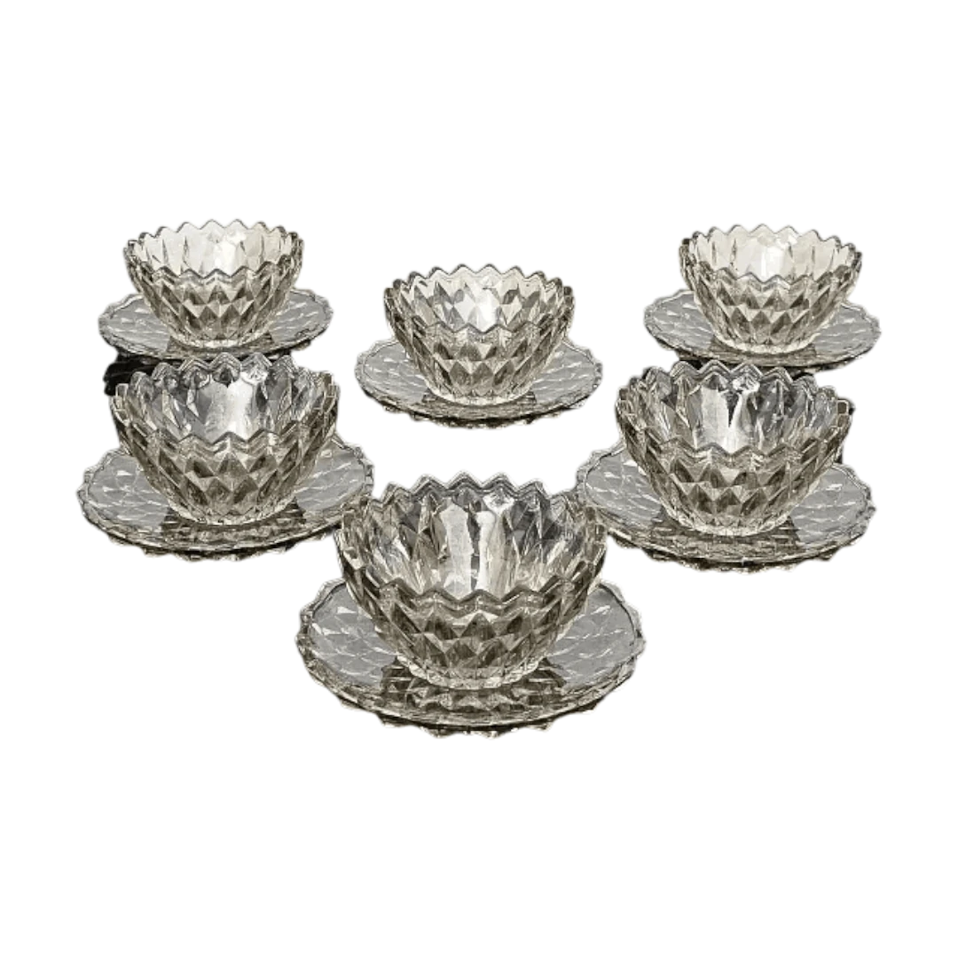 Crystal Glass Dessert Bowl Set - 6 Pcs