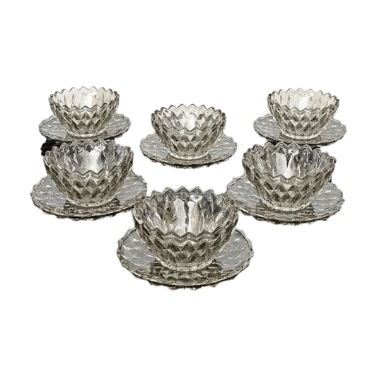 Crystal Glass Dessert Bowl Set - 6 Pcs