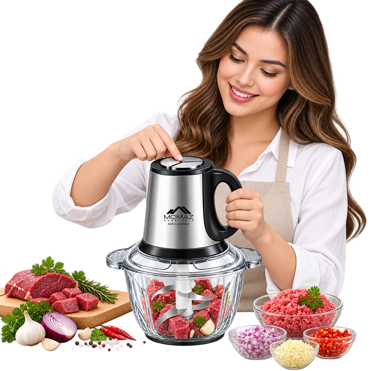 Momaz Household Glass Electric Meat Grinder & Food Chopper – Berlin Series